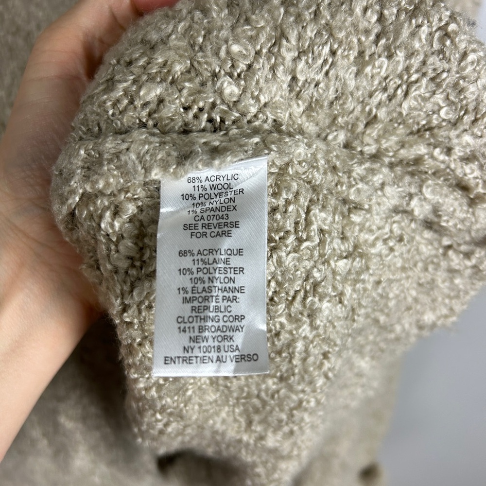 ELIE TAHARI Boucle Sweater Tan Size Large‎ Chunky Oversized Wool Neutral Teddy - Picture 4 of 5
